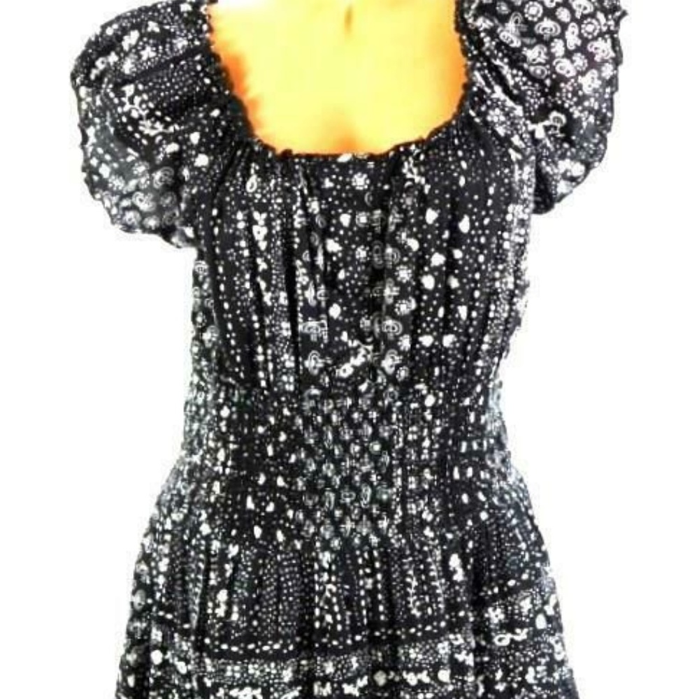 Peasant dress cotton full black &white  misses xl